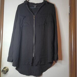 Rock & Republic Women's 3/4 Button Sleeve Zip Up Hi-low Top Size XL